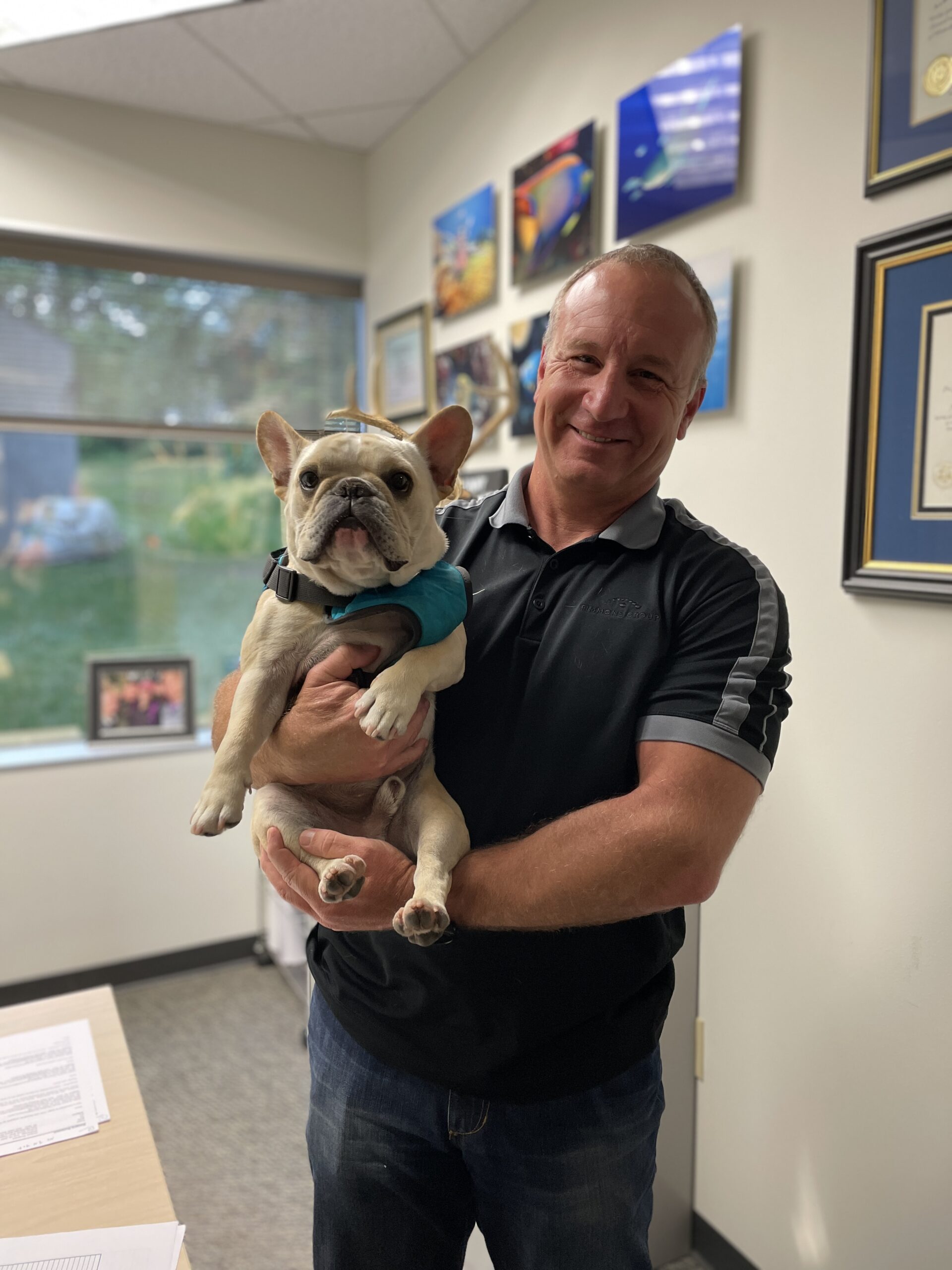 Dwayne and his french bulldog named Tucker